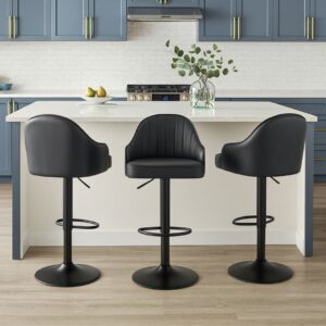 Axis Comfortable Counter Bar Stool with Backrest - Black