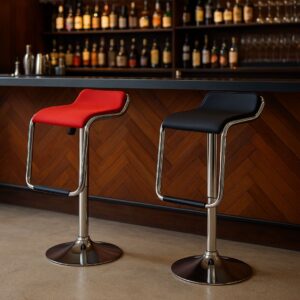 Contemporary Minimalist Armless Bar Stool - Black