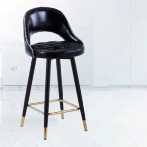 Premium Black Comfort Bar Counter Chair with Curved Backrest