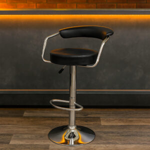 Modern Curve Swivel Bar Stool / Height Adjustable Bar Stool with Footrest - Black