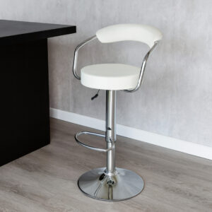 Modern Curve Swivel Bar Stool / Height Adjustable Bar Stool with Footrest - White