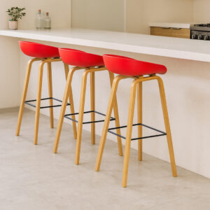 Nordic Counter Bar Stool with Steel Leg - red