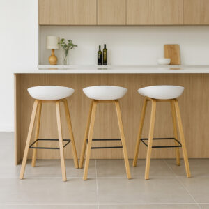 Nordic Counter Bar Stool with Steel Leg - White