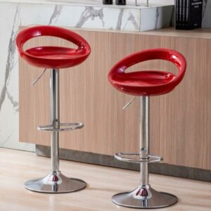 Modern Fiber Bar Stool with Adjustable Height - Red