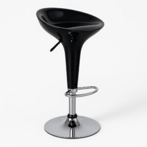 Modern Black Curved Fiber Counter Bar Chair / Black Swivel Adjustable Kitchen Bar Stool