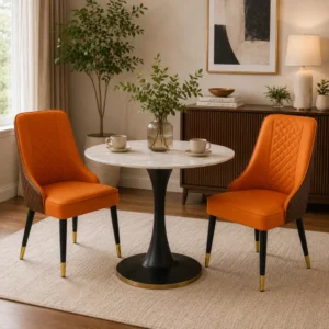 Premium Orange Diamond Pattern Dining Chair