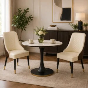 Premium White Diamond Pattern Dining Chair