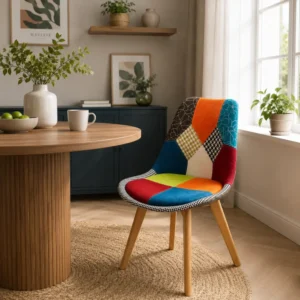 Modern Multi-Color Patchwork Dining Chair