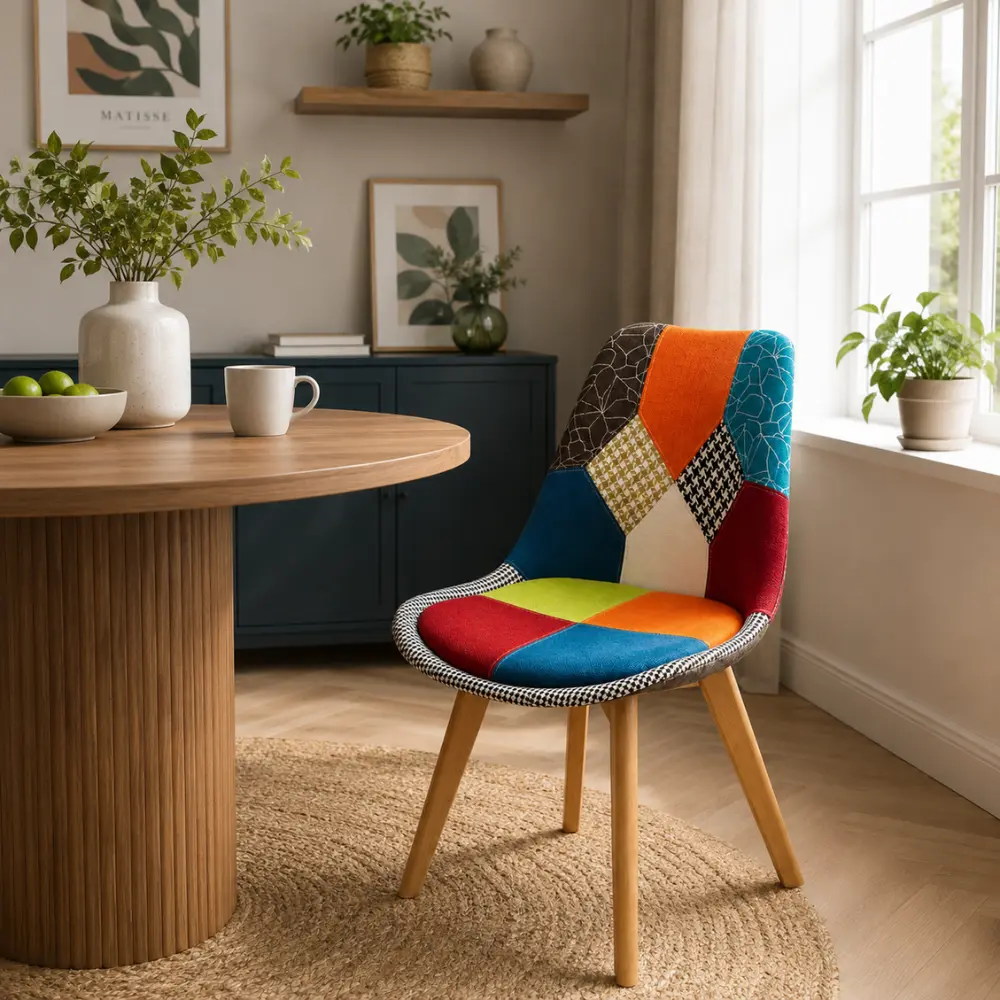Modern Multi-Color Patchwork Dining Chair