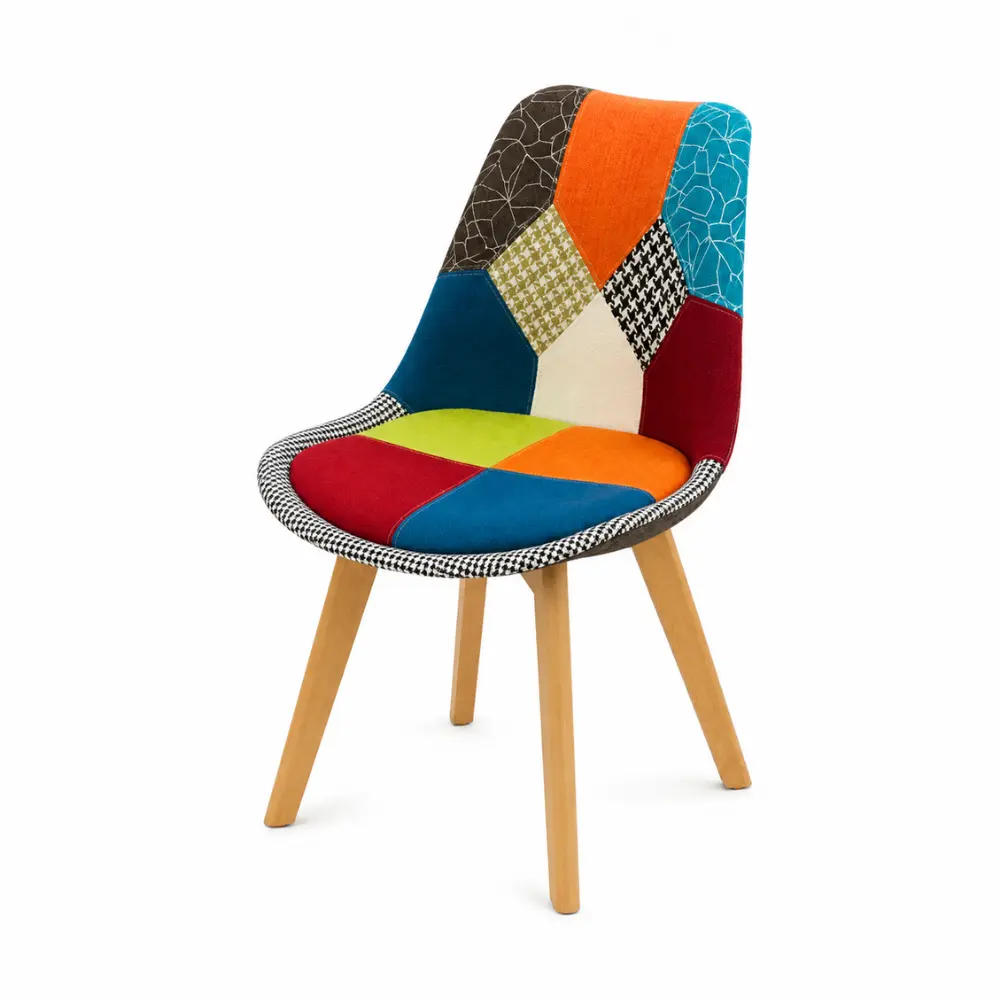 Modern Multi-Color Patchwork Dining Chair - Image 2