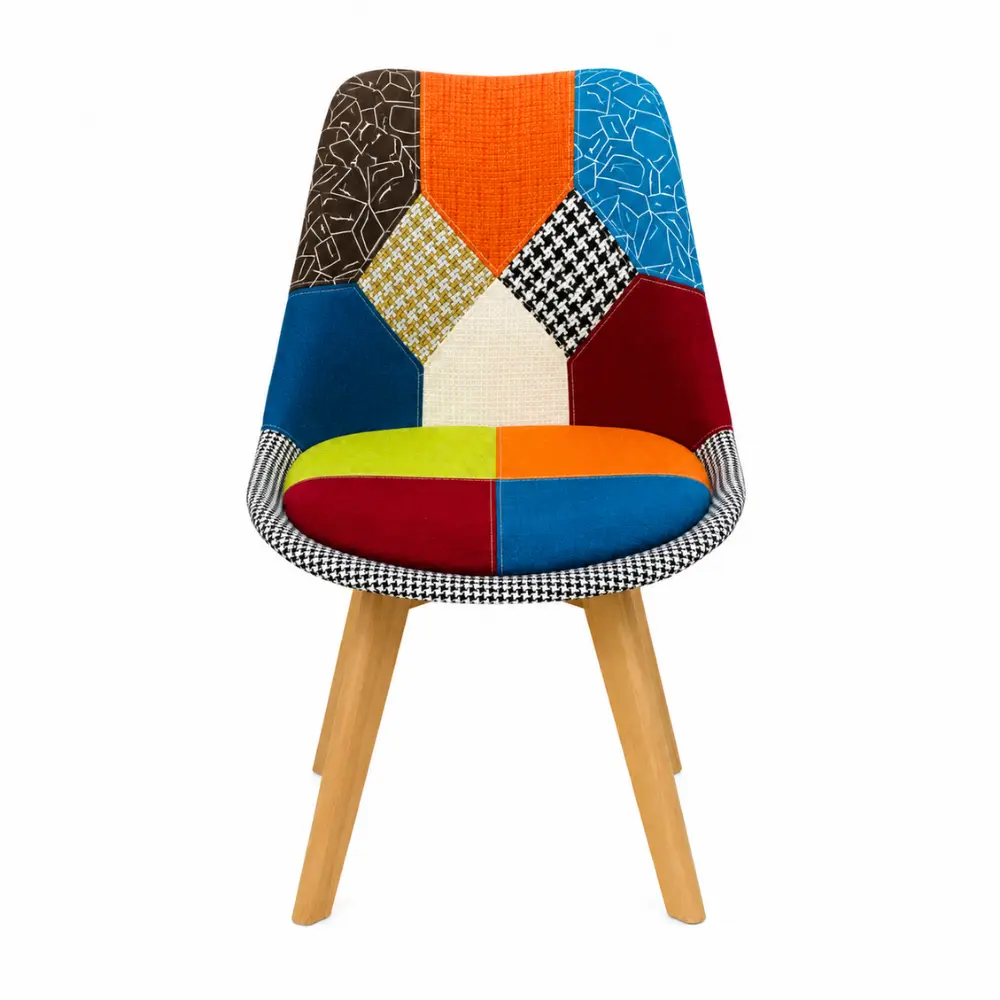 Modern Multi-Color Patchwork Dining Chair - Image 3