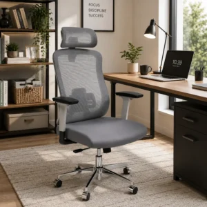 Ergonomic High-Back Grey Mesh Executive Office Chair