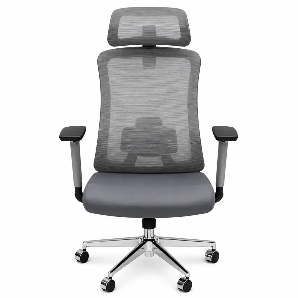 Ergonomic High-Back Grey Mesh Executive Office Chair - Image 3