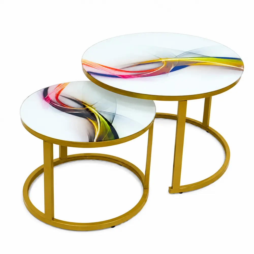 Luxury Gold Frame Marble Top Coffee Table - Pink - Image 2
